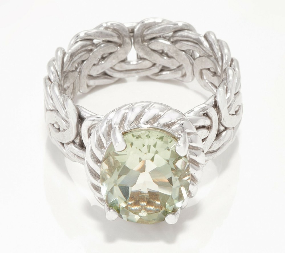 Prasiolite Gemstone Byzantine Ring Real Solid Sterling Silver Size 5 ~ 11 QVC