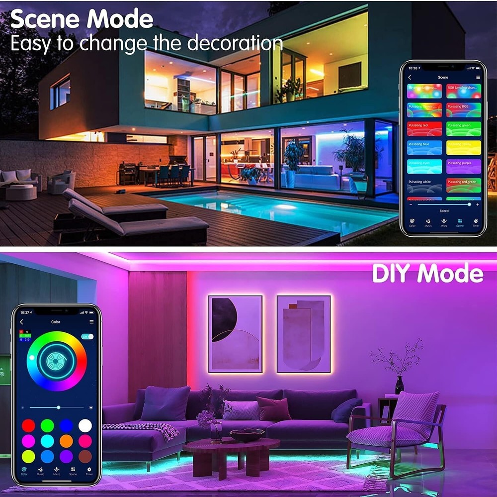 Keepsmile Led Lights Strip Bluetooth Smart APP Control RGB Color Changing