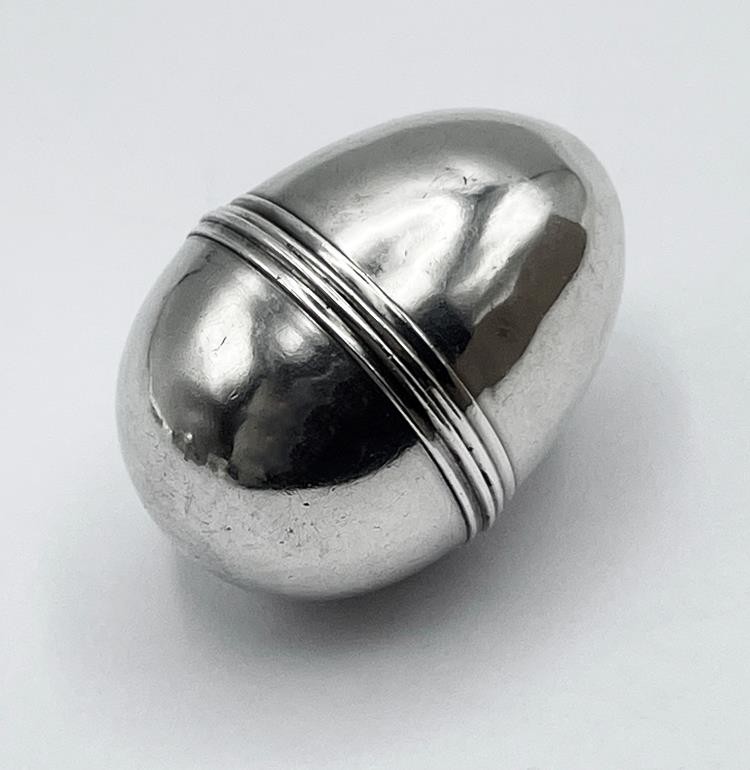 GEORGE II PERIOD SILVER NUTMEG GRATER c1745 EGG DESIGN MAKER SM