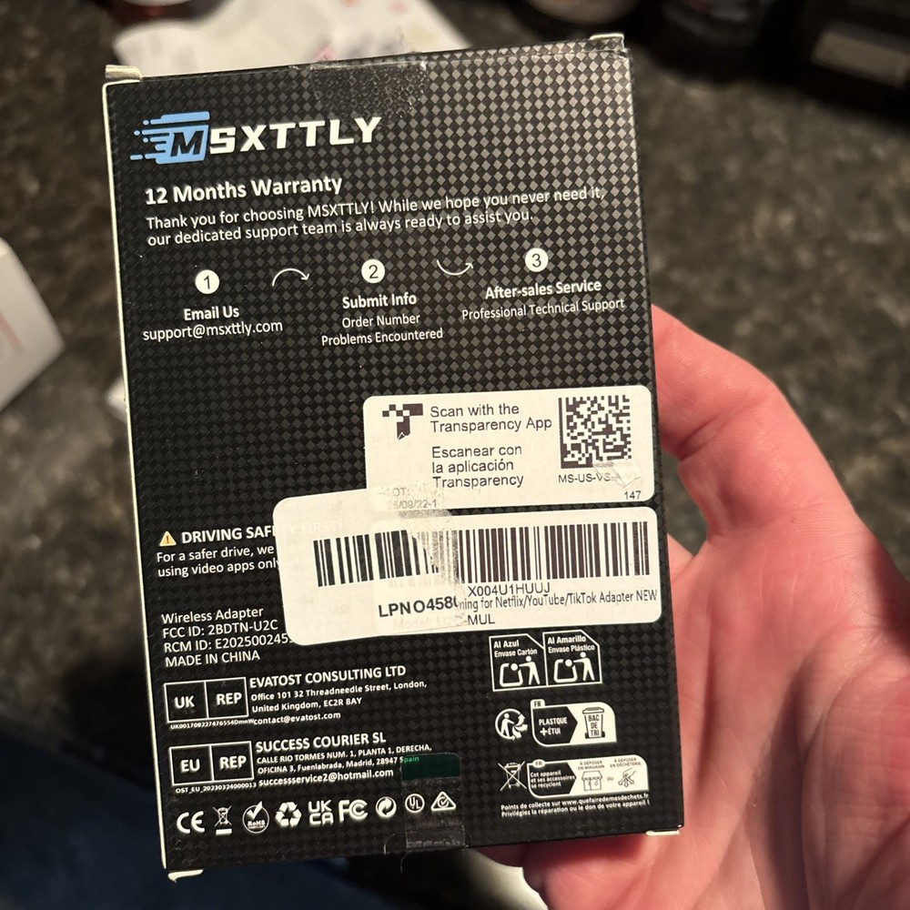 MSXTTLY V-Stream Wireless Adapter for Carplay & Android Auto