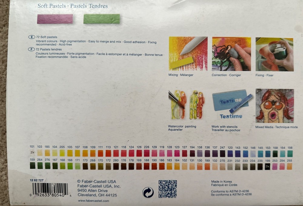 FABER-CASTELL 72 Soft Pastels Creative Studio Quality NEW