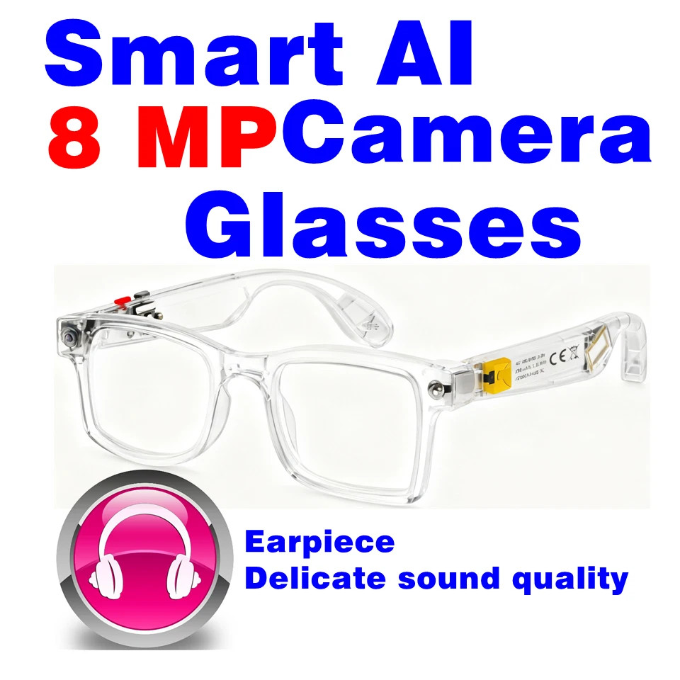 AI smart glasses with 8MP camera and translate and bluetooth