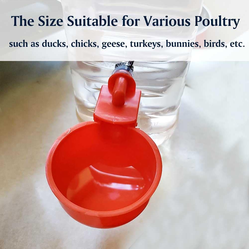 Large Automatic Chicken Waterer Cups, 6pcs Turkey Feeder Red Light