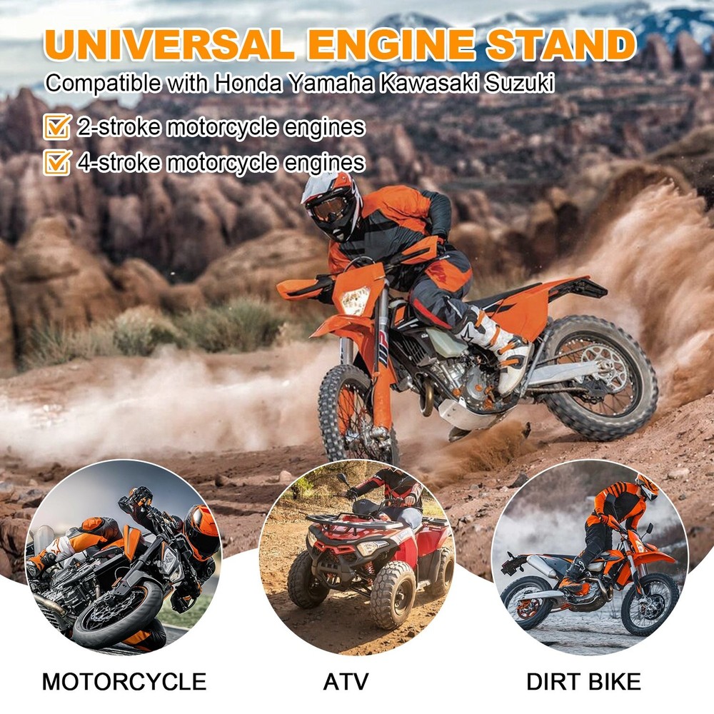 Adjustable Engine Stand for 2 Stroke or 4 Stroke Vertical-Type Single Cylinder