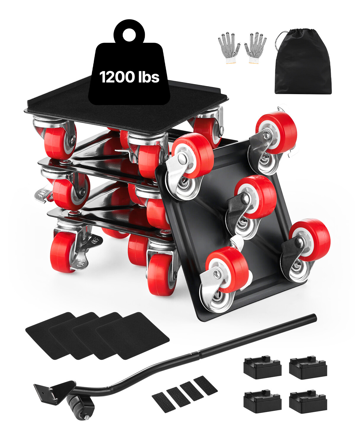 Furniture Dolly Heavy Duty Furniture Mover with 5 Wheels 1200 lbs Capacity