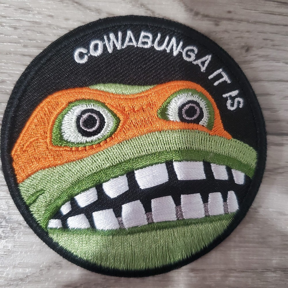 COWABUNGA Ninja Turtle Funny Tactical Morale Patch Hook and Loop