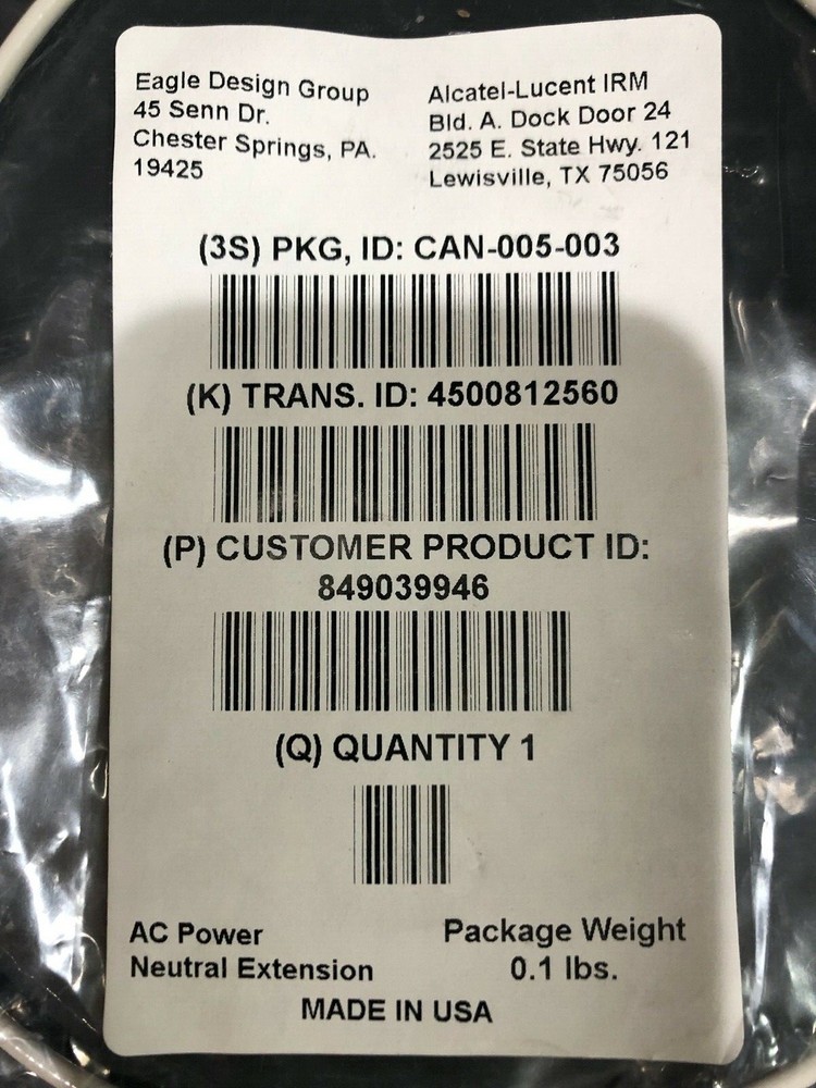 ALCATEL-LUCENT Power Cable Assembly 849039946 36" NEW