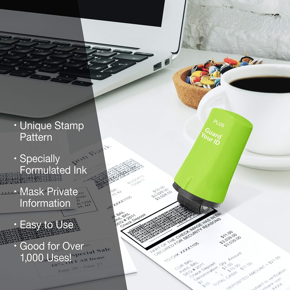 Plus Advanced Roller Stamp for Identity Theft Prevention - Compact & Effective