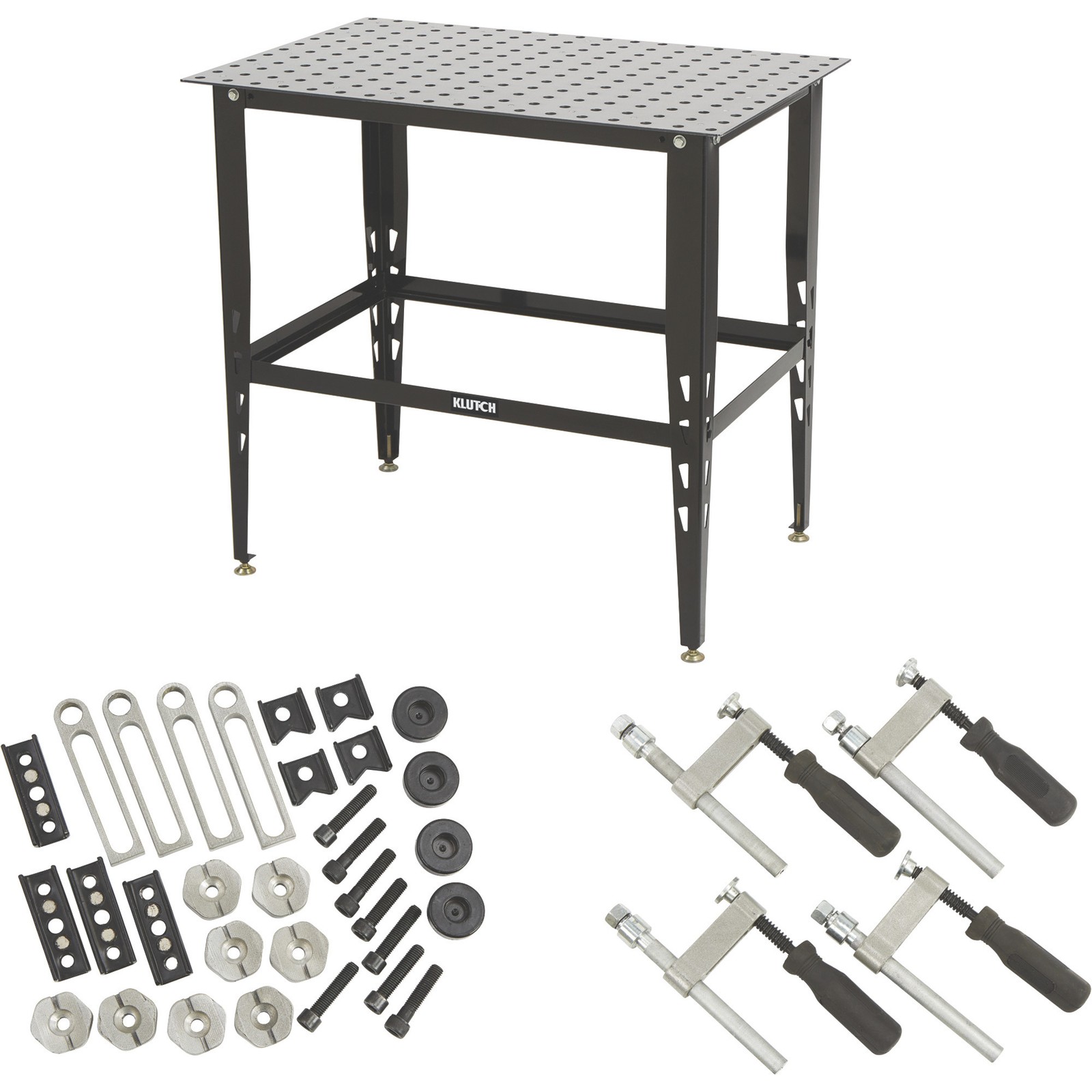 Klutch Modular Steel Welding Table with 24-Pc. Tool and Clamp Kit, 36in.L x