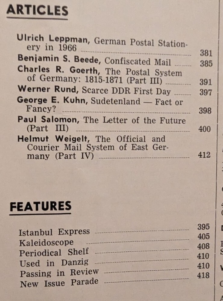 German Postal Specialist 1967 Recent Postal Stationary Postal System 1815-1871