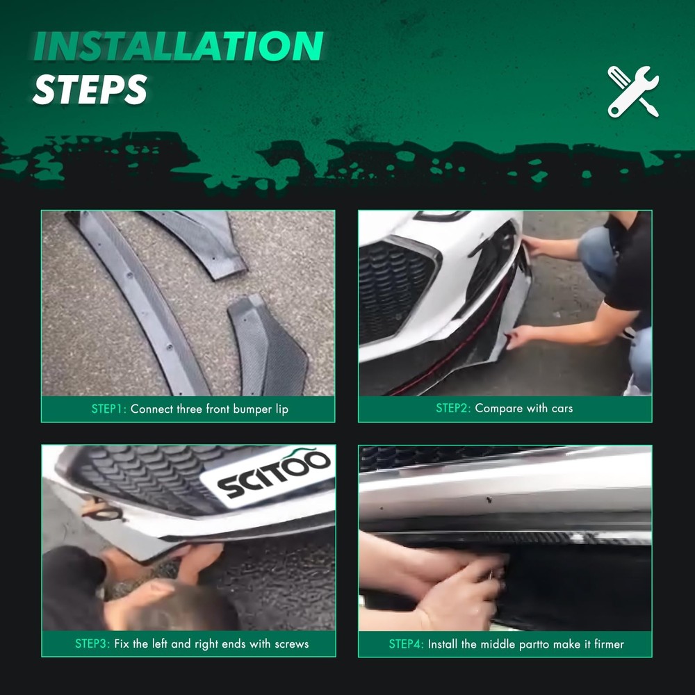 3件装前保险杠唇兼容本田思域掀背车和Si型号