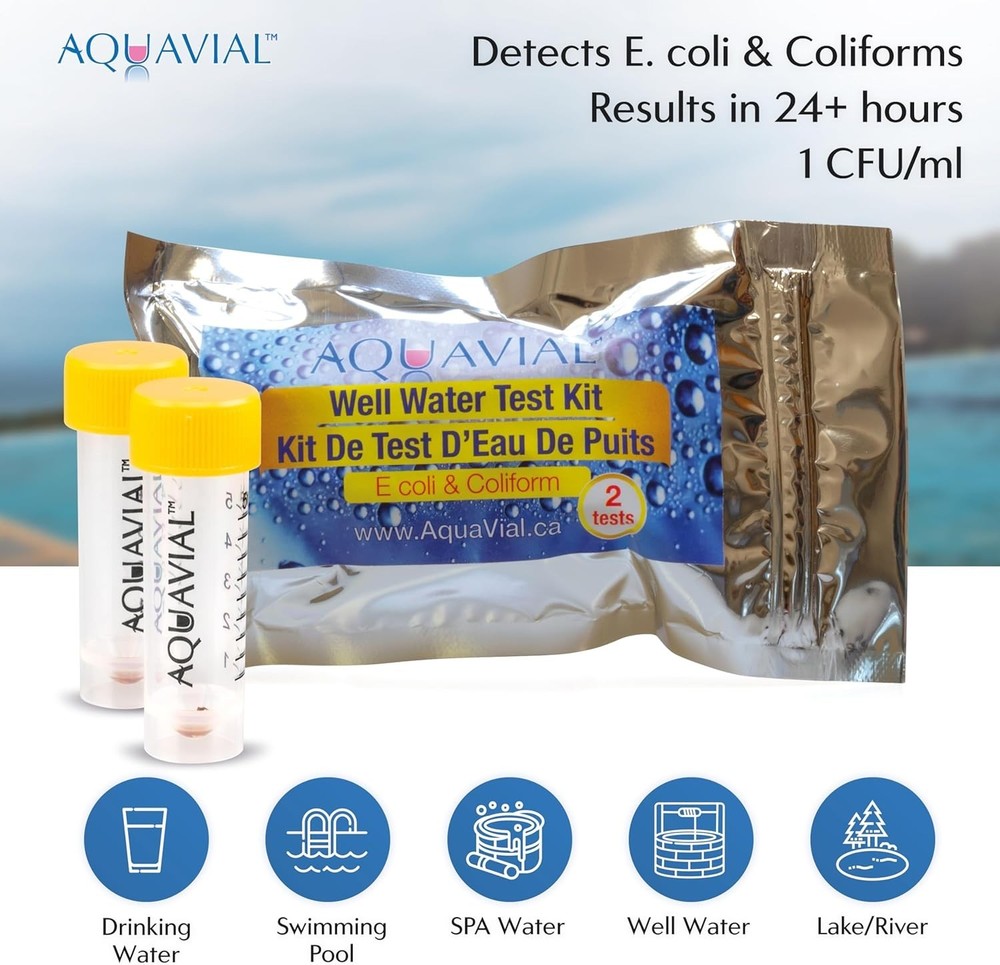 Water Testing Kit 2 Pack E. coli Coliform Bacteria Safe Drinking Pool Lake