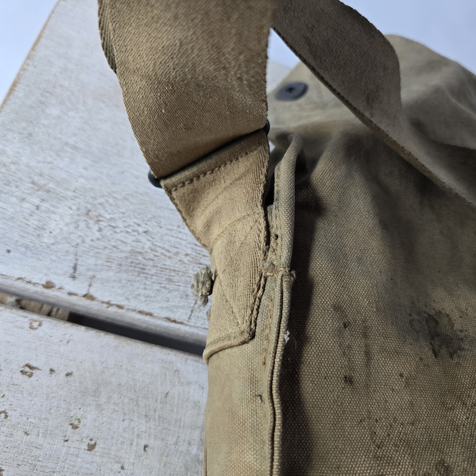 ORIGINAL WWI US ARMY M1917 SBR GAS MASK CARRY BAG-NAMED