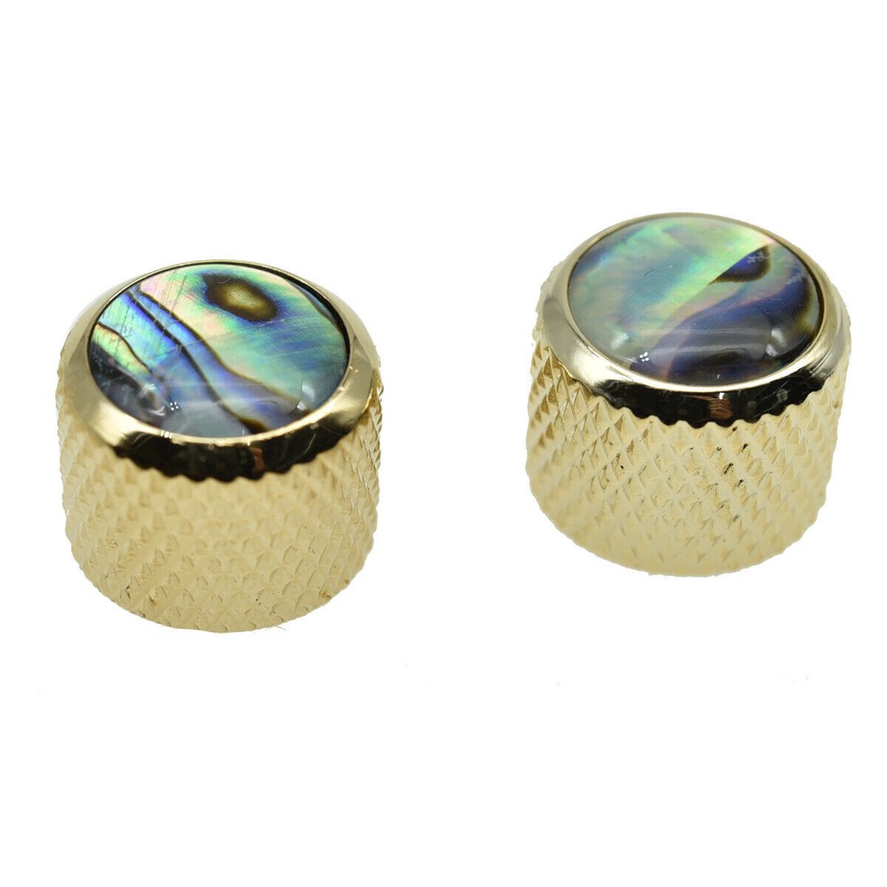 KAISH 19.5mm Abalone Inserts Dome Knobs Guitar Bass Knobs fits PBass/Tele Gold