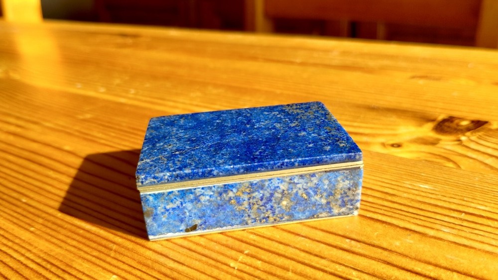 Lapis Lazuli & Solid Silver Snuffbox / Tobacco Box / Pill Box