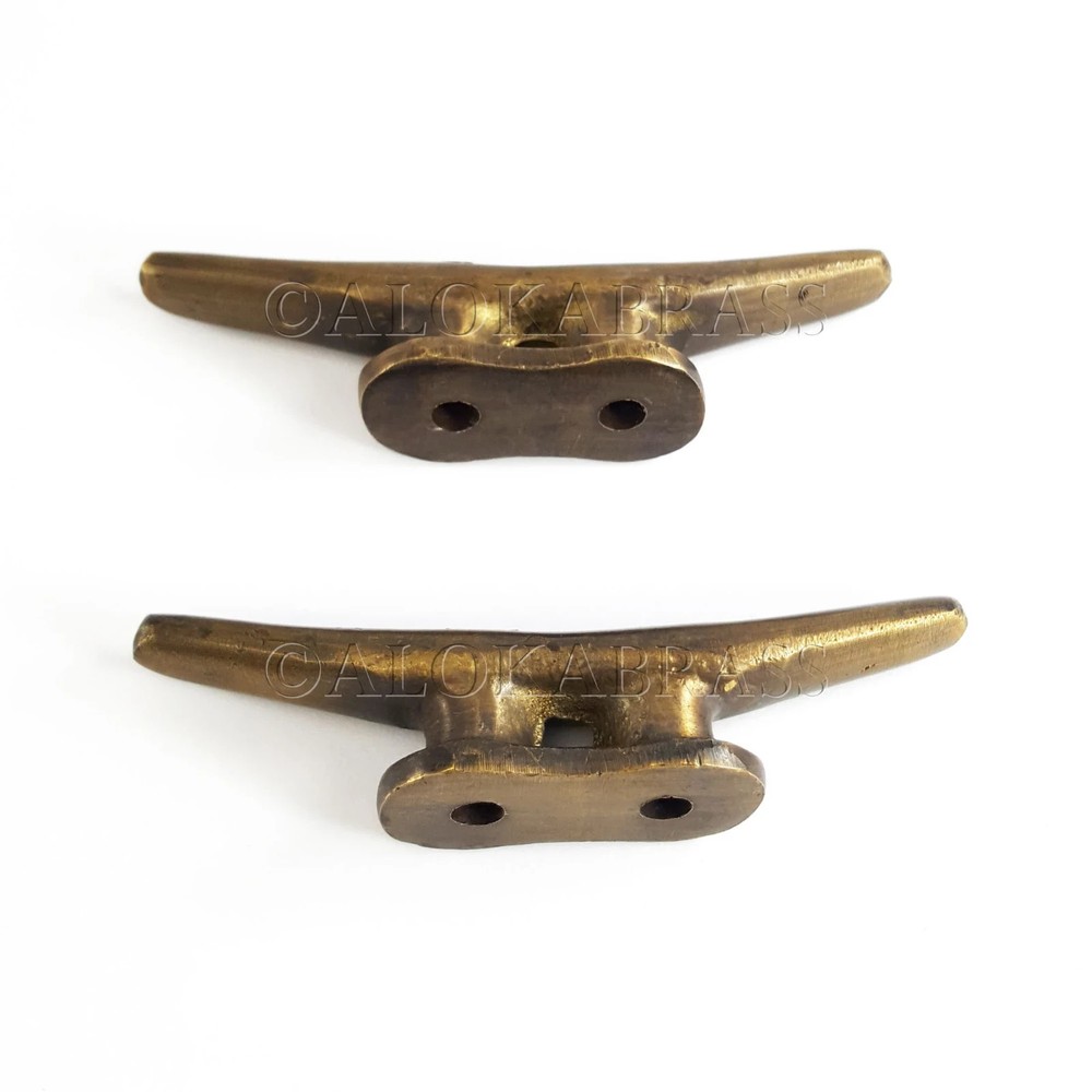 4 brass small Cleat Tie Down Small rustic Hand Cast 10.5cm Rope Solid Heavy 4"