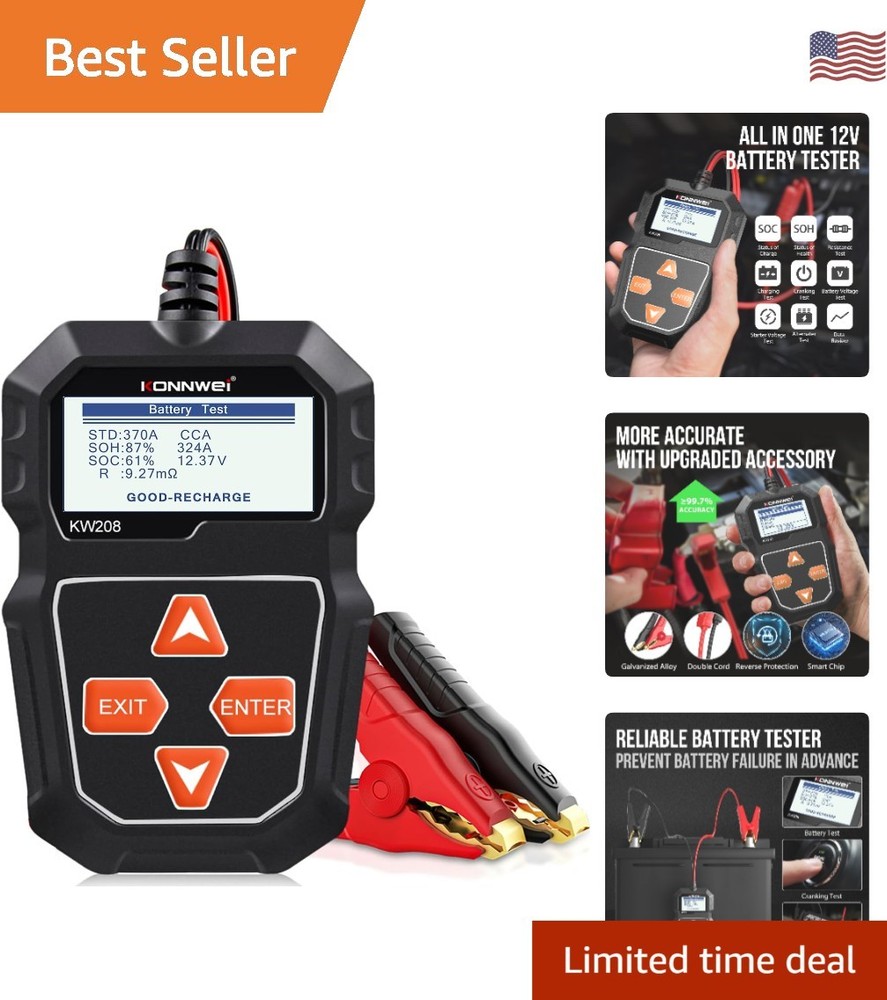 Durable 12V Cranking and Charging Tester with Multi-Language Support - Versatile