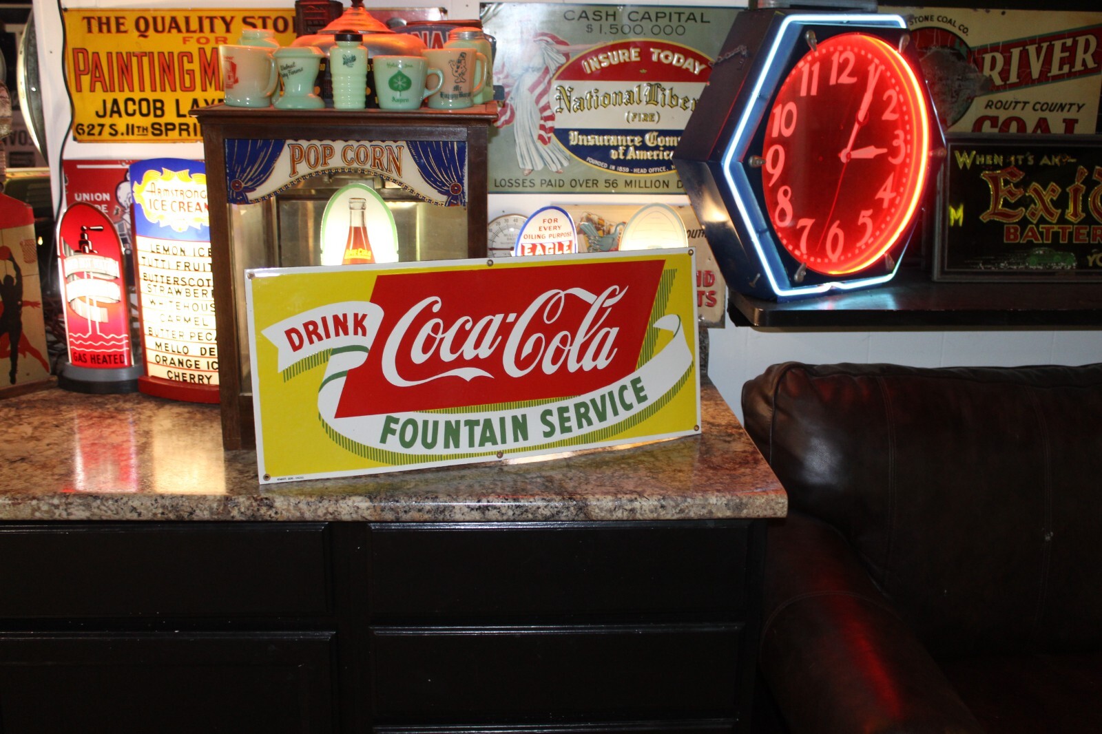 RARE NOS DRINK COCA COLA FOUNTAIN SERVICE PORCELAIN METAL SIGN SODA POP GAS