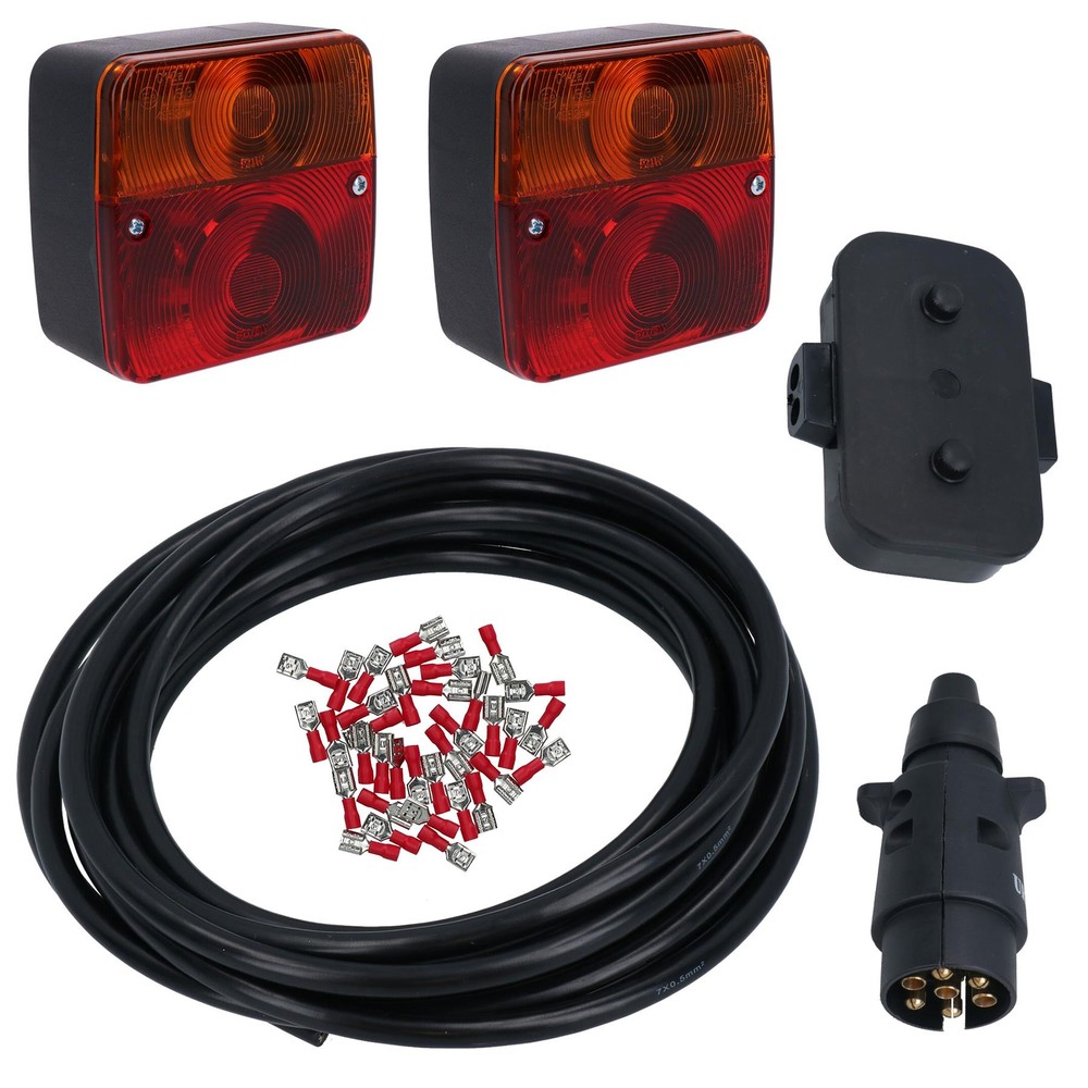 Trailer Light Wiring Kit - Small Lights, Plug, Junction Box, 5m Wire, Terminals