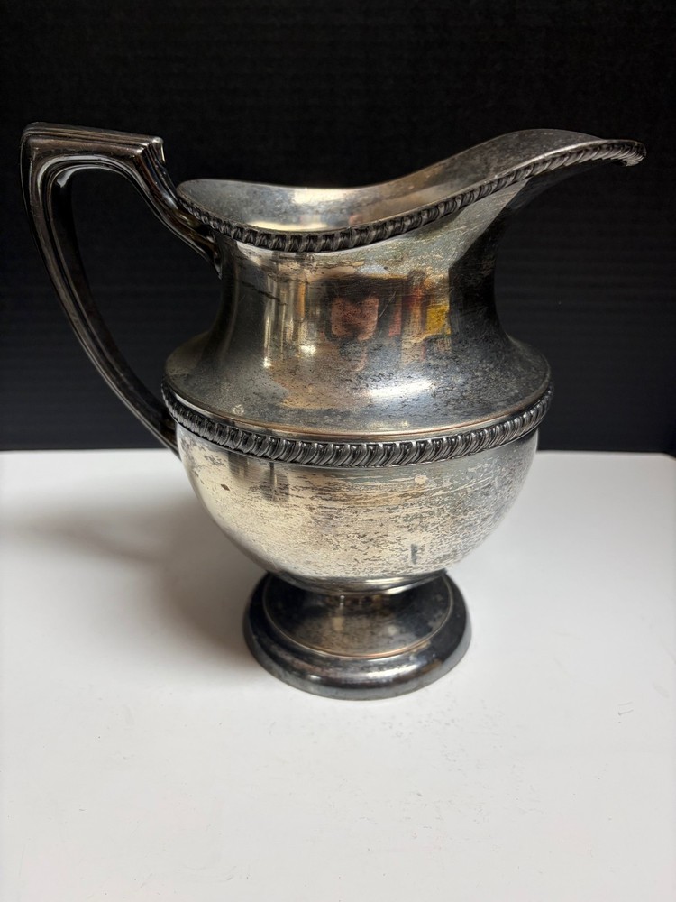 Antique Crescent Silver-Plated Pitcher, Likely Early 20th Century