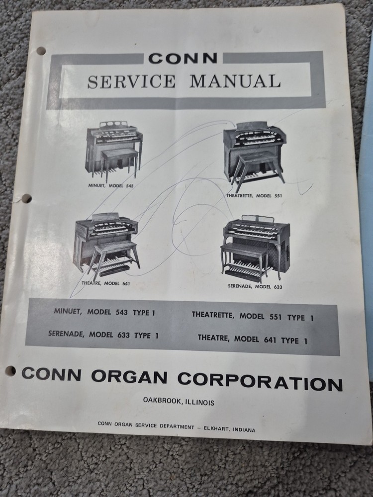 Conn Organ Service Manual + Models 543. 551. 641, 633 Type 1 Ma