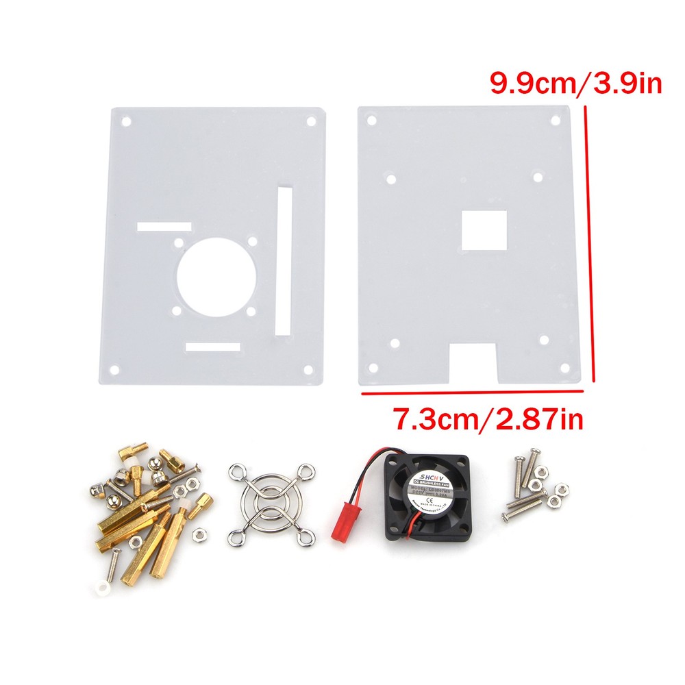 Arcylic Clear Case Shell Cooling Fan Heatsink For Raspberry Pi 3/2 Model B/B+