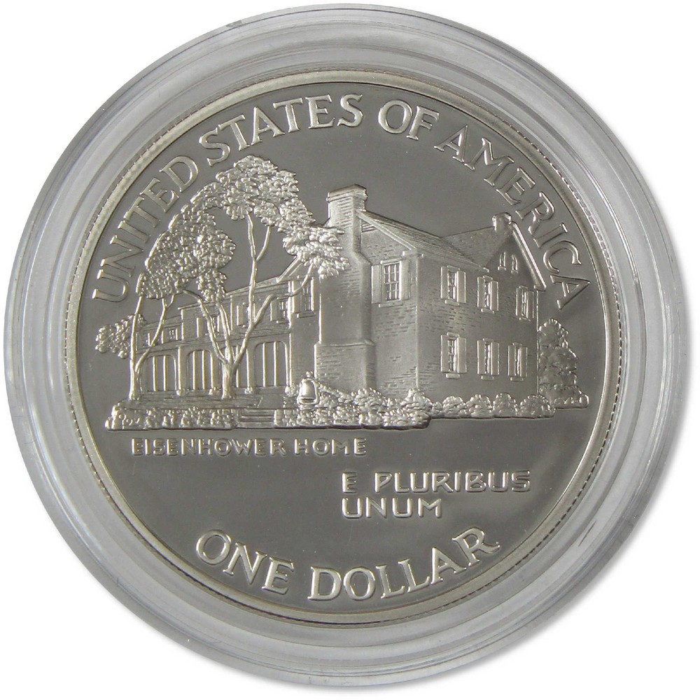 1990 P Eisenhower Centennial Commemorative Silver Dollar Proof OGP COA