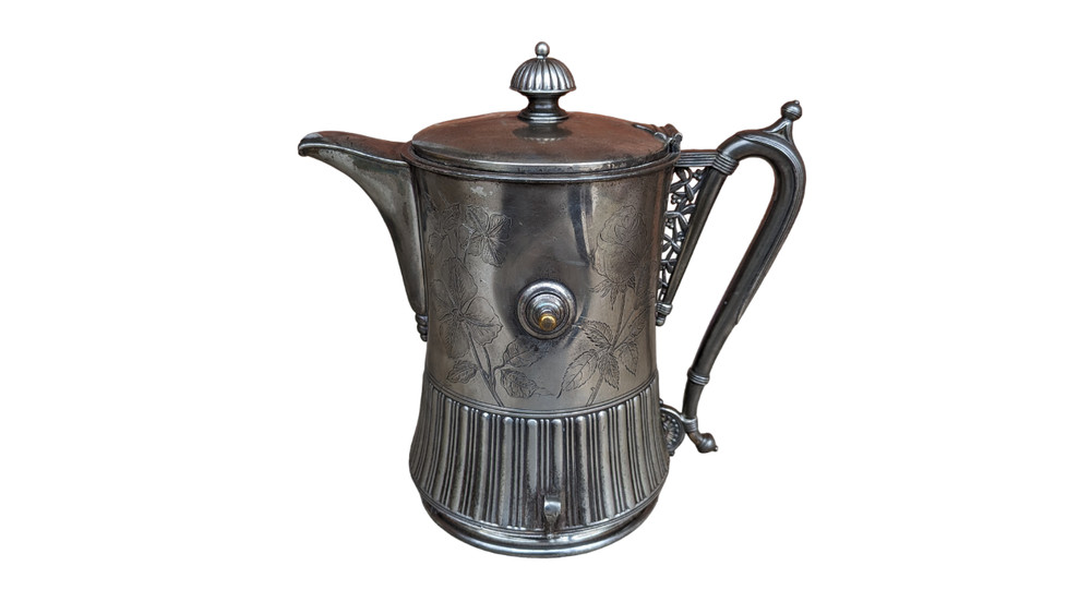 Antique Meriden Britannia Company Silver Tilting Tea & Coffee Pitcher from 1868