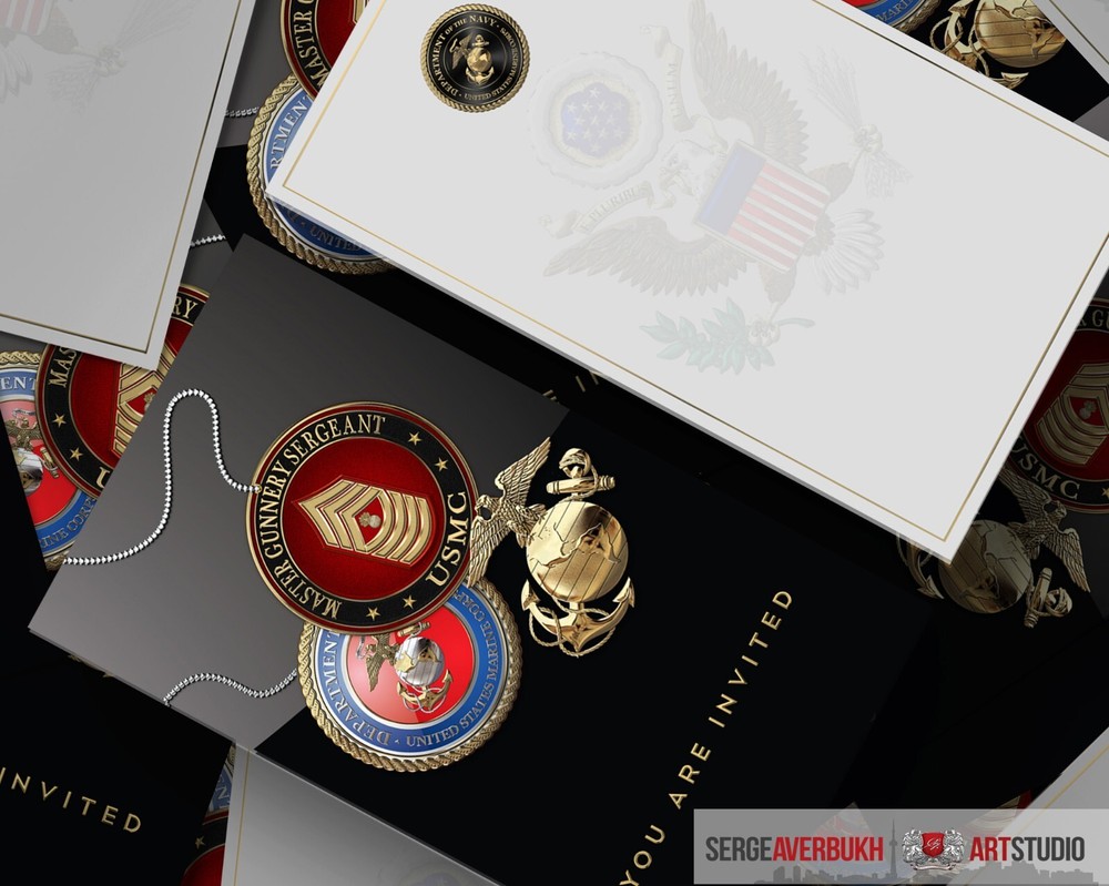 Customizable US Marine Master Gunnery Sergeant Invite Template DIGITAL DOWNLOAD