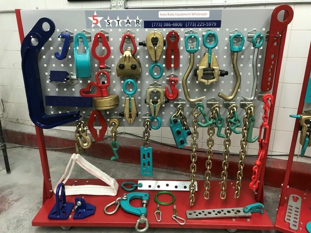 SET#65 - 65 PIECE HEAVY DUTY AUTO BODY FRAME MACHINE PULLING TOOLS & CLAMPS JACK