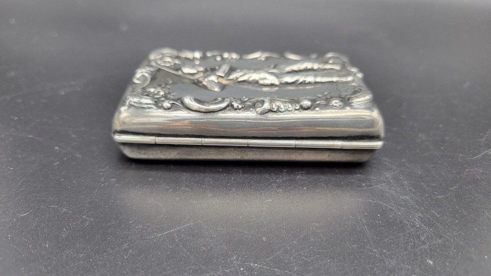 Antique Small Golfer Sterling Silver Cigarette Case
