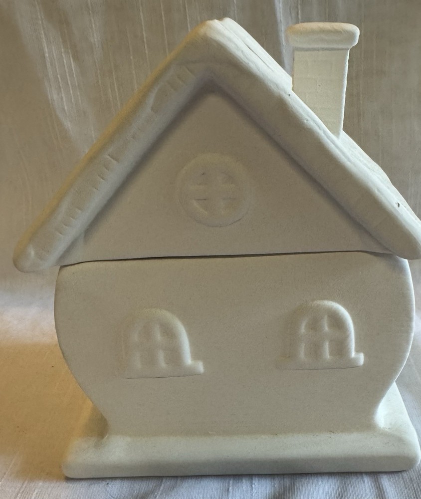Gingerbread House Bisque Ceramic Cookie Jar Ready To Paint