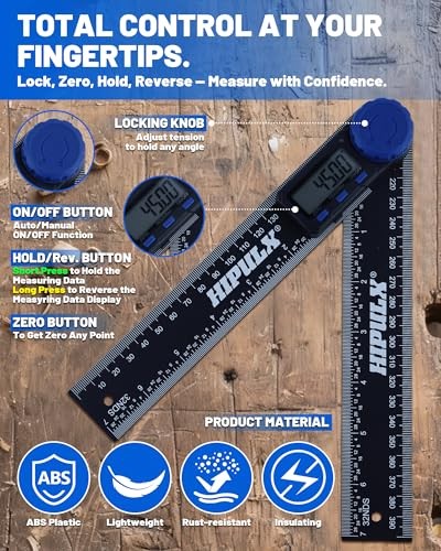 Digital Angle Finder Tool, 7 Inch Digital Protractor with LCD Display, 0-360°