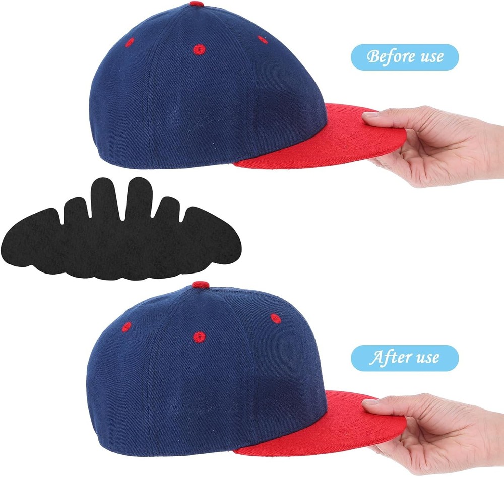 10pc Baseball Cap Insert Hat Shaper Felt Dome Support Sweat Liner Reusable Black
