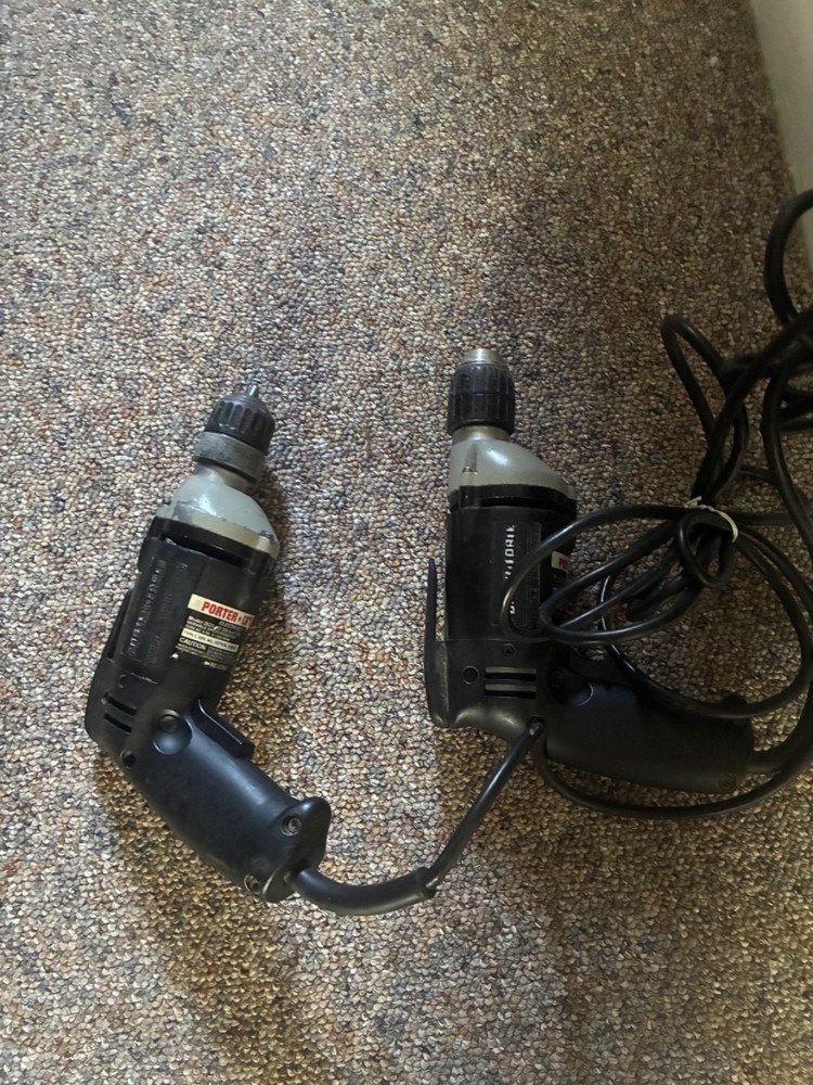 2 Porter Cable Variable Speed Reversable  3/8” Drills Model 2621 - keyless chuck