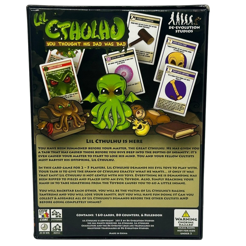 Lil' Cthulhu Card Game Open Box Sealed Cards De-Evolution Studios Kickstarter
