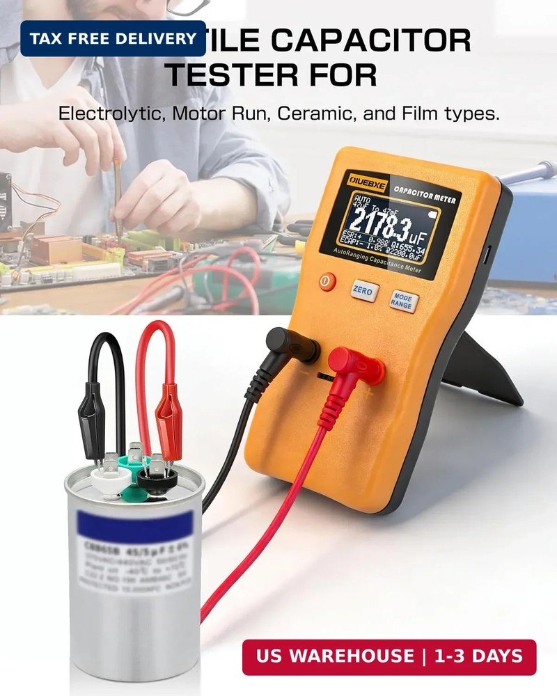 CapMaster 470F Digital Capacitor Tester with ESR Estimation, 0.01pF-470F Capacit