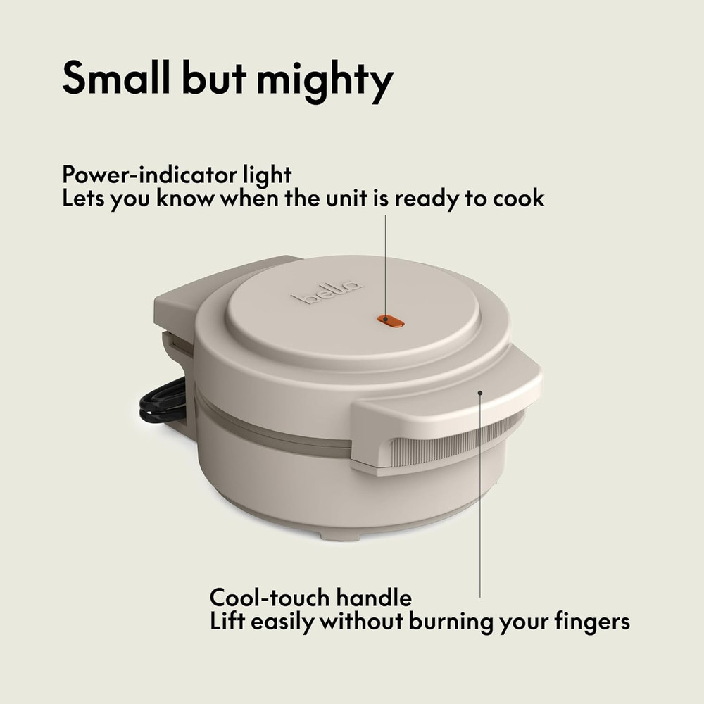Evergood Mini Waffle Maker with Nonstick Plates & Customizable Designs