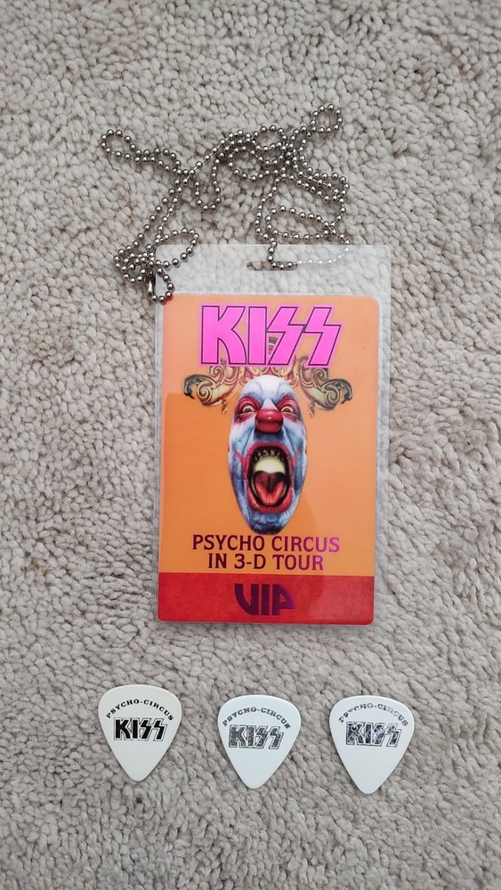 KISS "Psycho Circus Tour 1998-99" Guitar Pick Set + VIP Laminated Backstage Pass