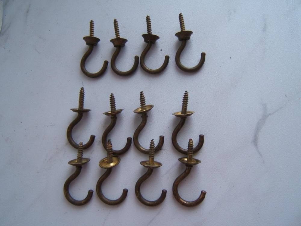 12 VINTAGE BRASS CEILING or CUP HOOKS 2 DIFFERENT STYLES