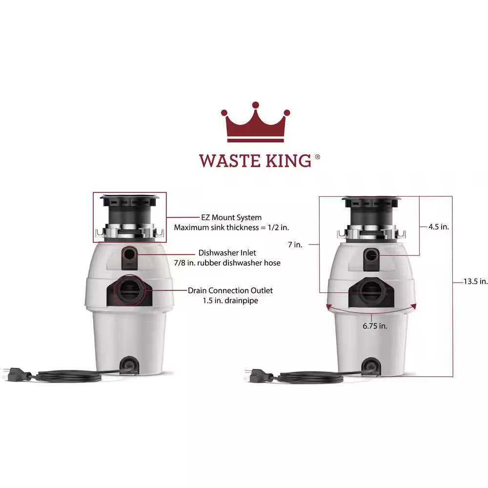 Legend Series 1/2 HP Continuous Feed EZ Mount Garbage Disposal