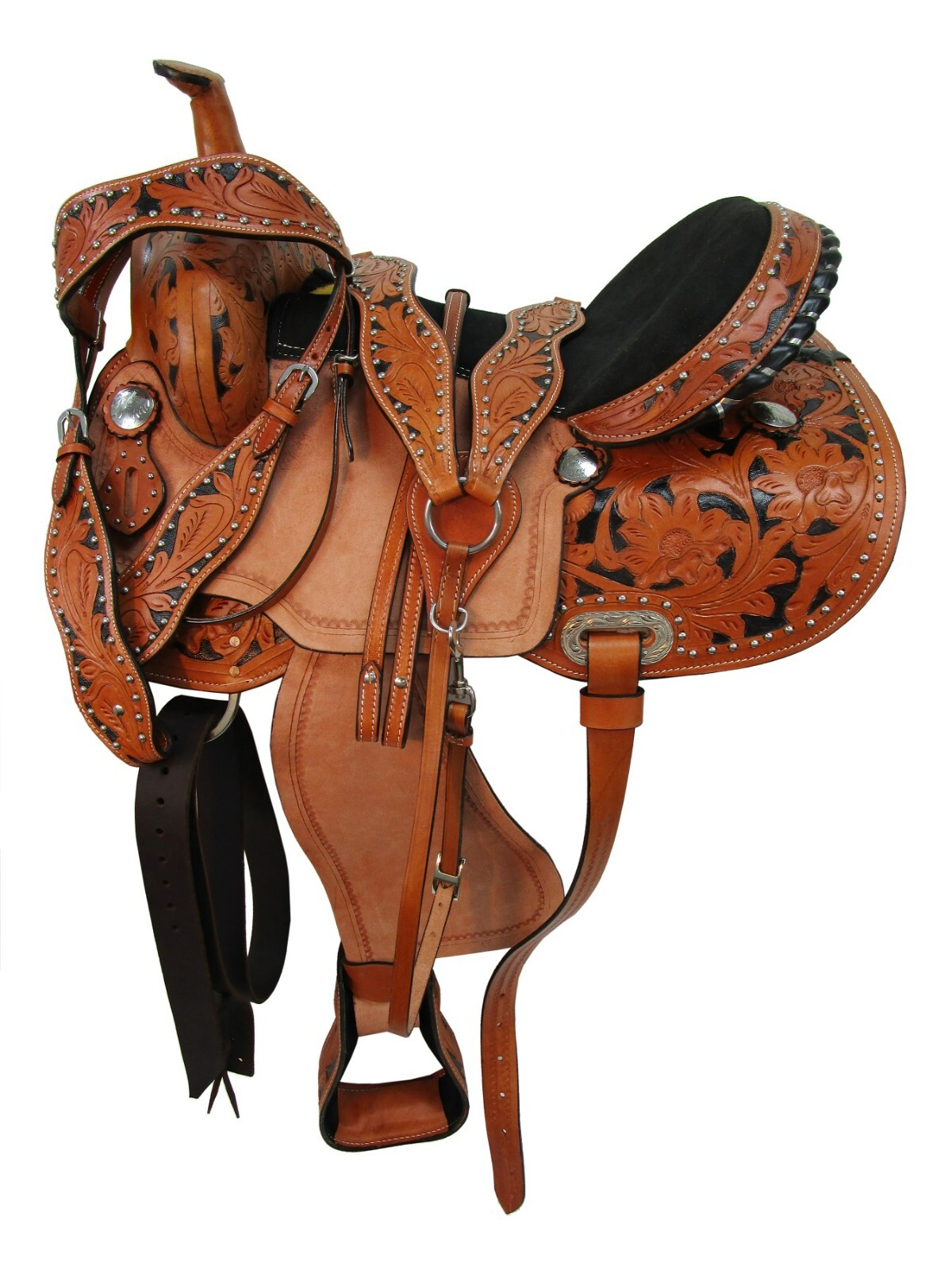 ARABIAN HORSE WESTERN SADDLE TRAIL PLEASURE TOOLED LEATHER USED TACK 15 16 17