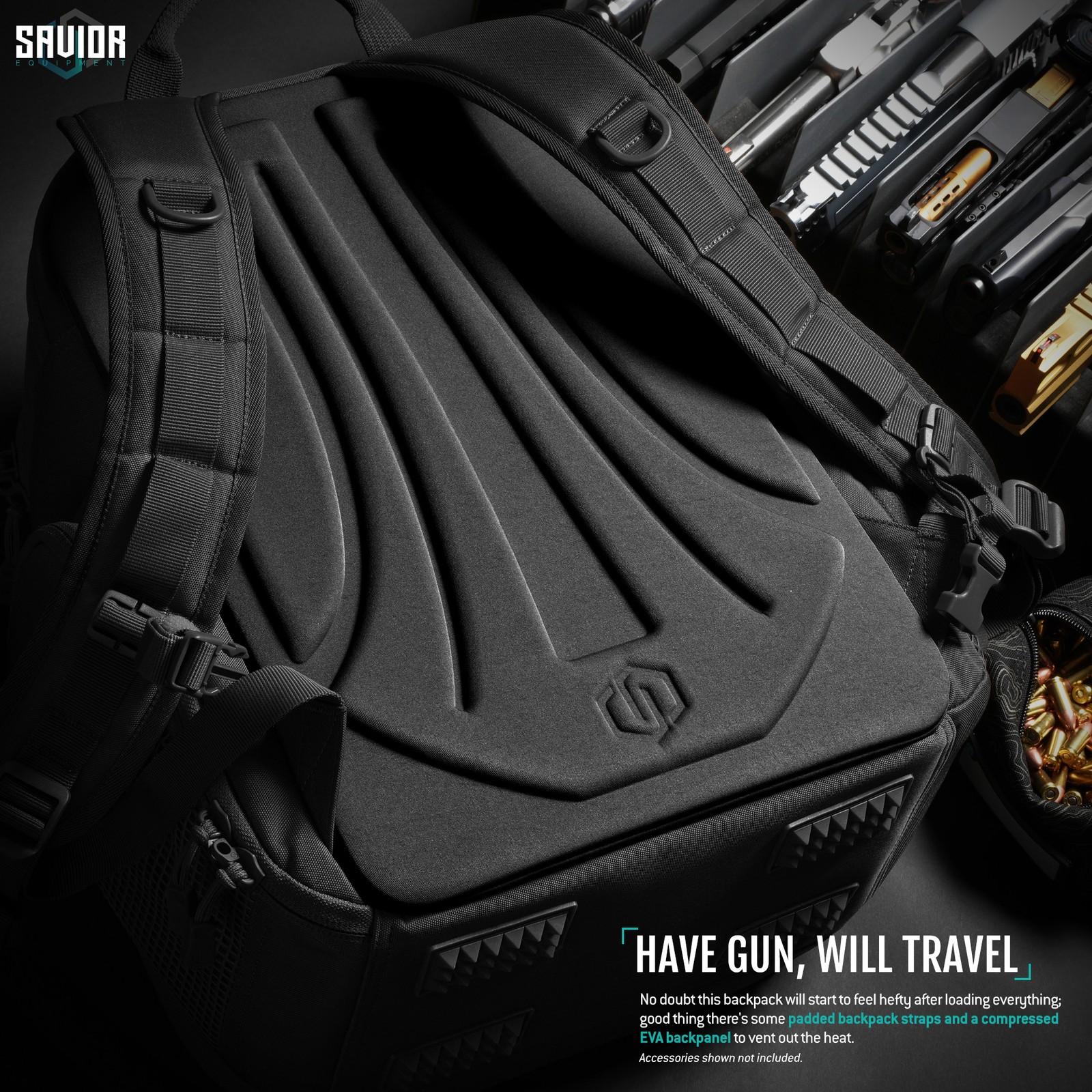 Savior SEMA Compact Pistol Range Backpack w/ 3 Handgun Sleeve Bag Gear Organizer