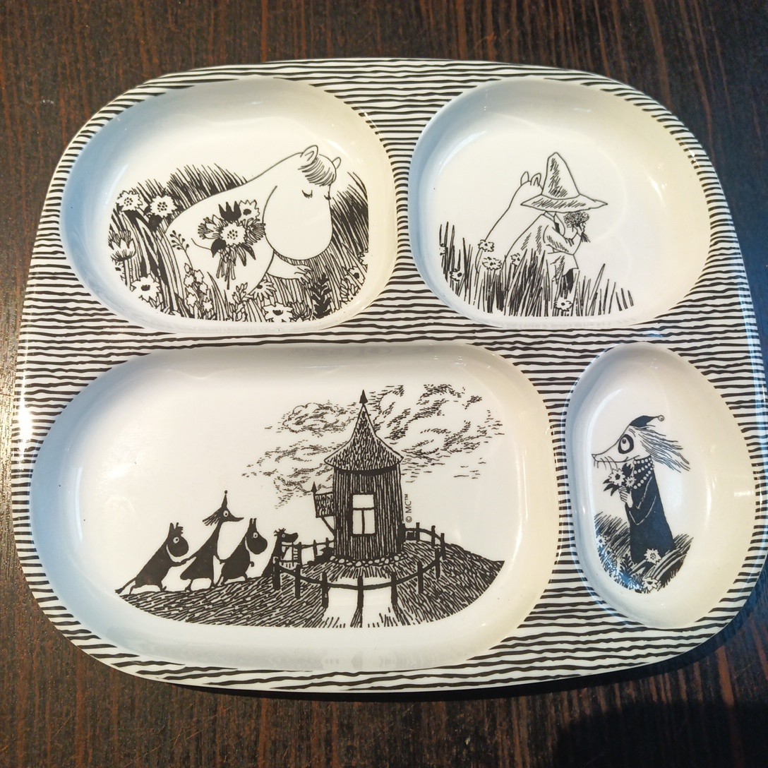 Moomin Characters Kids Melamine Divided Plate Tray 4 Compartment Ratt Start