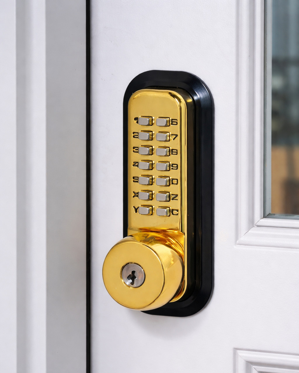 All Weather Mechanical Keyless Deadbolt Door Lock - Bright Brass