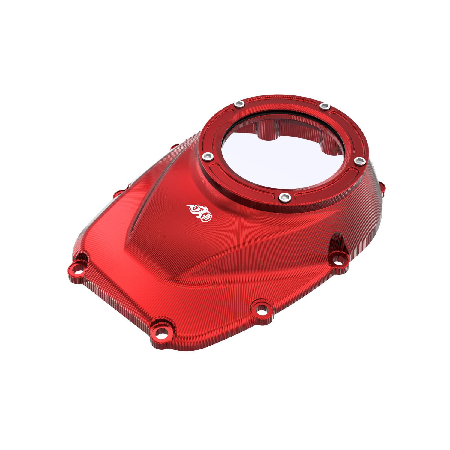 Red Camshaft Cover with Transparent Glass Fits Harley 17-23 FLHR FLH FLTC w/M8