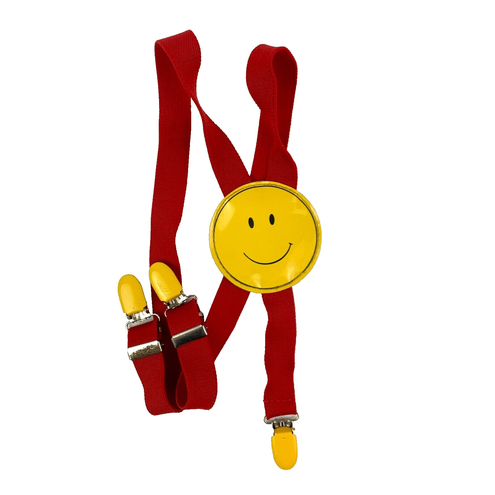 Vintage Red Yellow Smiley Happy Face Boys Adjustable Elastic Suspenders