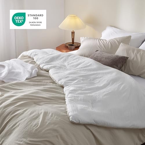 Queen Comforter Set, Beige Soft Prewashed Bedding Queen(90"x90") 01 - Beige