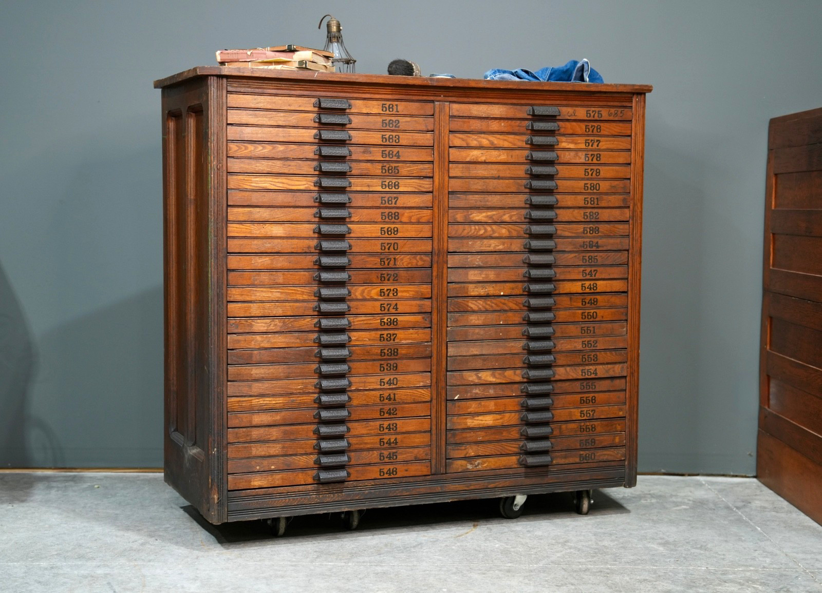 Antique Printers Typeset Tray wood Drawer Vintage Apothecary Cabinet Counter