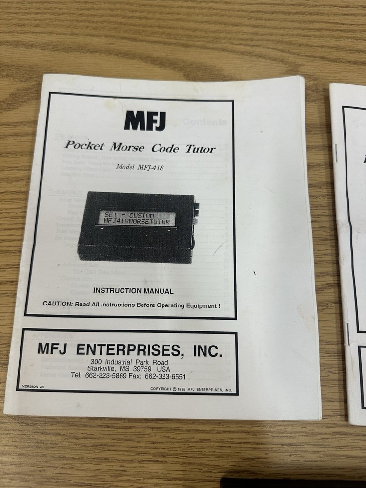 MFJ Pocket Morse Code Tutor W/ Manuals. Untested.